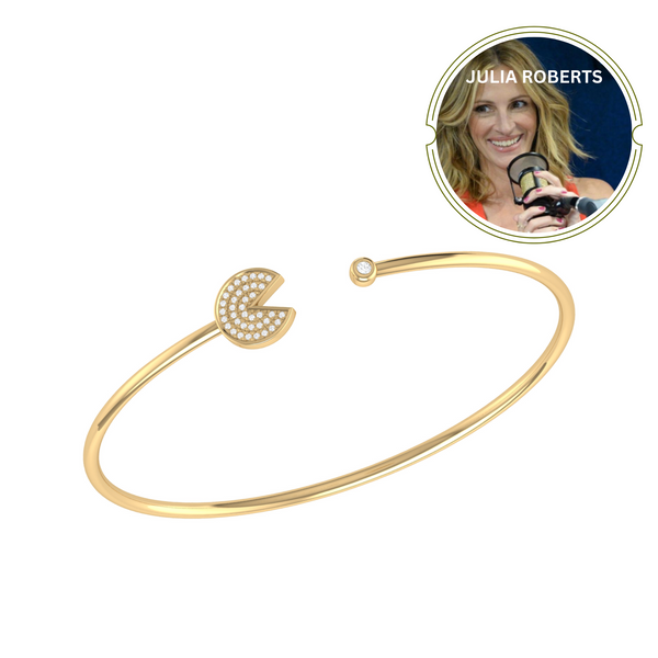 LuvMyJewelry Pac-Man Candy Adjustable Diamond Cuff in 14K Yellow Gold Vermeil on Sterling Silver