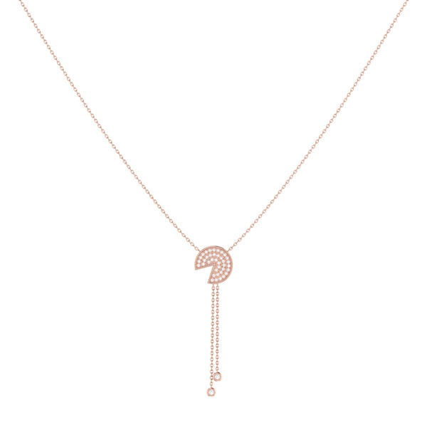 LuvMyJewelry Pac-Man Candy Bolo Adjustable Diamond Lariat Necklace In 14K Rose Gold Vermeil On Sterling Silver