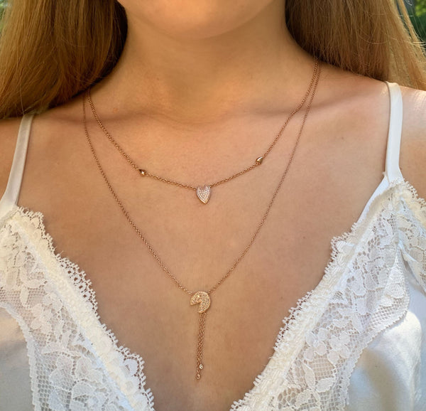 LuvMyJewelry Pac-Man Candy Bolo Adjustable Diamond Lariat Necklace In 14K Rose Gold Vermeil On Sterling Silver