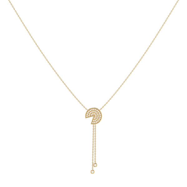 LuvMyJewelry Pac-Man Candy Bolo Adjustable Diamond Lariat Necklace In 14K Yellow Gold Vermeil On Sterling Silver