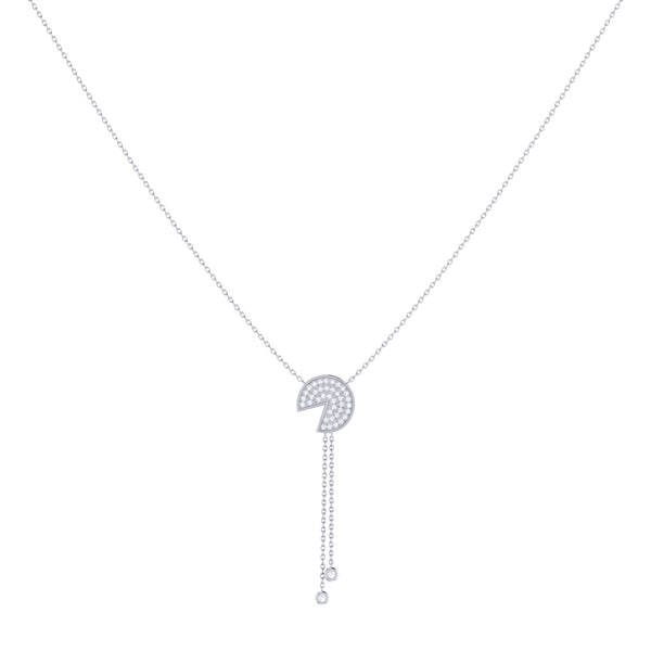LuvMyJewelry Pac-Man Candy Bolo Adjustable Diamond Lariat Necklace In Sterling Silver