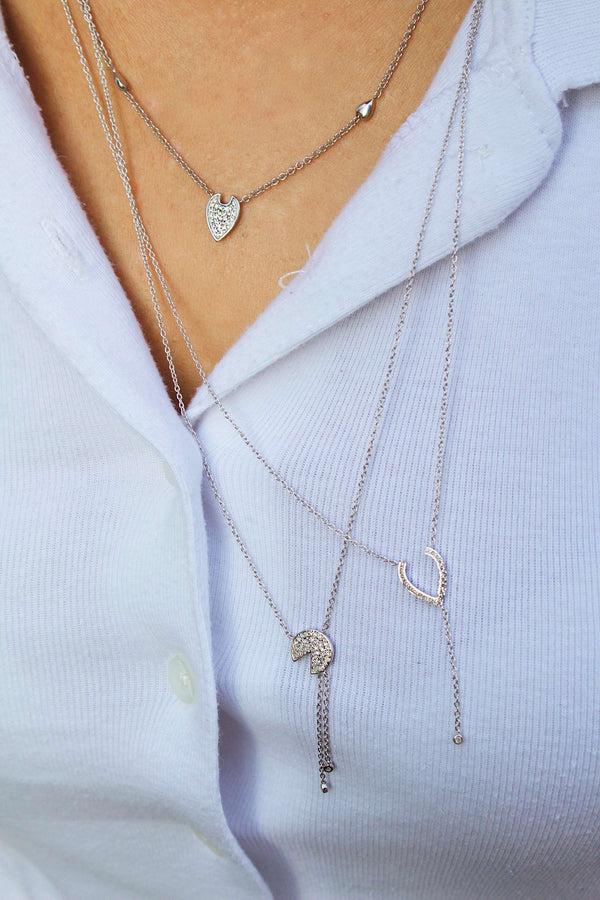 LuvMyJewelry Pac-Man Candy Bolo Adjustable Diamond Lariat Necklace In Sterling Silver