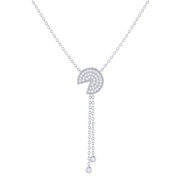 LuvMyJewelry Pac-Man Candy Bolo Adjustable Diamond Lariat Necklace in Sterling Silver