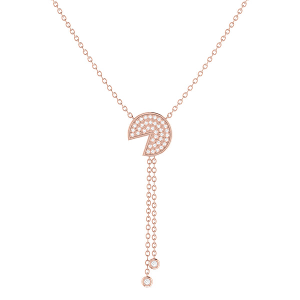 LuvMyJewelry Pac-Man Candy Bolo Adjustable Diamond Lariat Necklace in 14K Rose Gold Vermeil on Sterling Silver