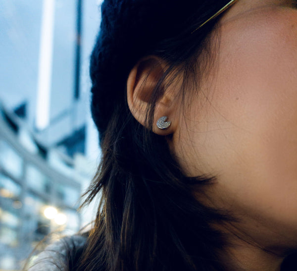 LuvMyJewelry Pac-Man Candy Diamond Earrings In Sterling Silver