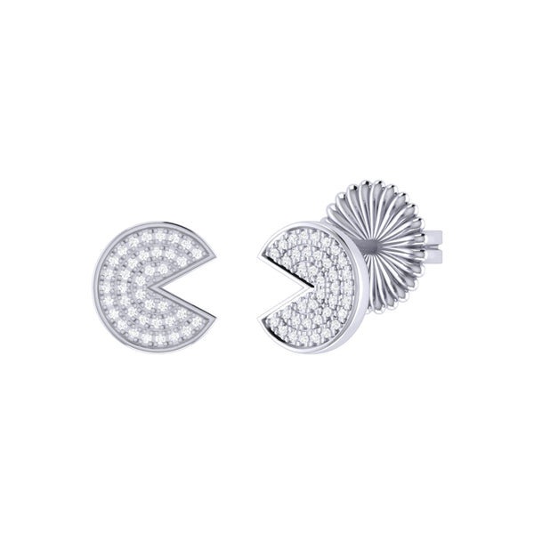 LuvMyJewelry Pac-Man Candy Diamond Earrings in Sterling Silver