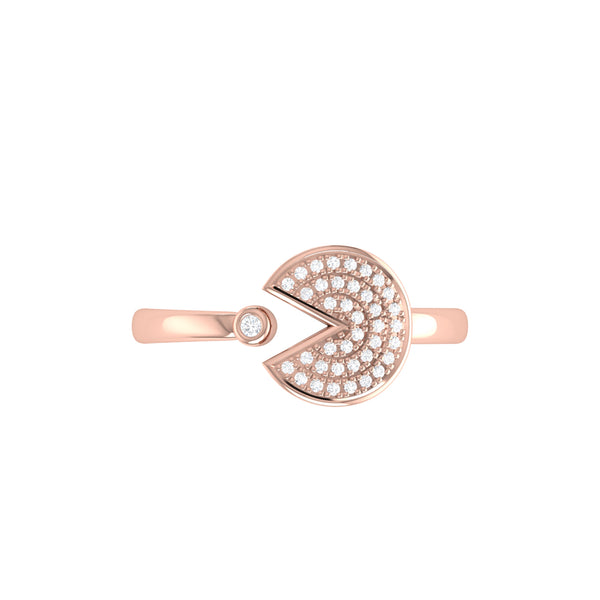 LuvMyJewelry Pac-Man Candy Open Diamond Ring In 14K Rose Gold Vermeil On Sterling Silver
