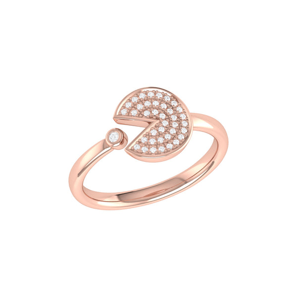 LuvMyJewelry Pac-Man Candy Open Diamond Ring in 14K Rose Gold Vermeil on Sterling Silver