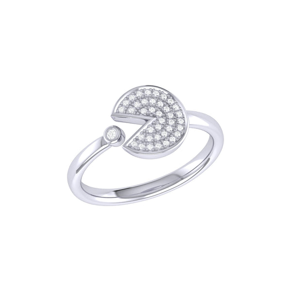 LuvMyJewelry Pac-Man Candy Open Diamond Ring in Sterling Silver