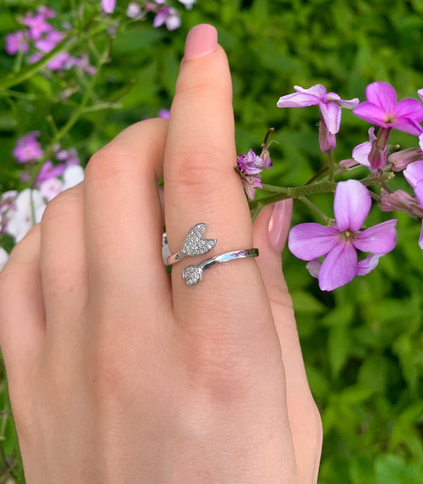 LuvMyJewelry Pac-Man Chase Diamond Open Ring In Sterling Silver