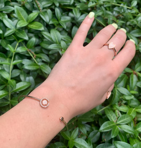 LuvMyJewelry Pac-Man City Adjustable Diamond Cuff In 14K Rose Gold Vermeil On Sterling Silver