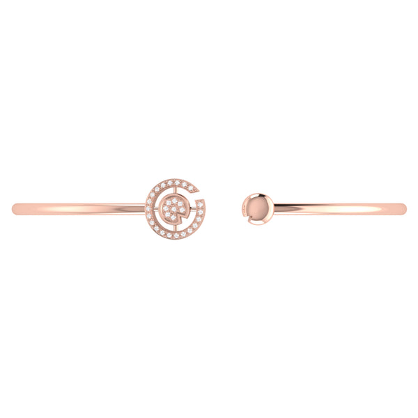 LuvMyJewelry Pac-Man City Adjustable Diamond Cuff In 14K Rose Gold Vermeil On Sterling Silver