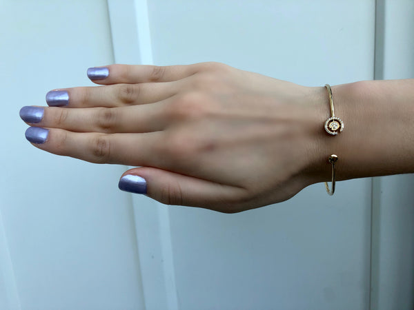 LuvMyJewelry Pac-Man City Adjustable Diamond Cuff In 14K Yellow Gold Vermeil On Sterling Silver