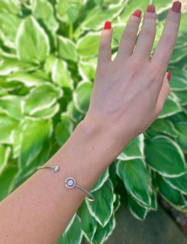 LuvMyJewelry Pac-Man City Adjustable Diamond Cuff In Sterling Silver