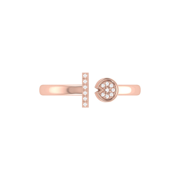 LuvMyJewelry Pac-Man Lane Diamond Open Ring In 14K Rose Gold Vermeil On Sterling Silver