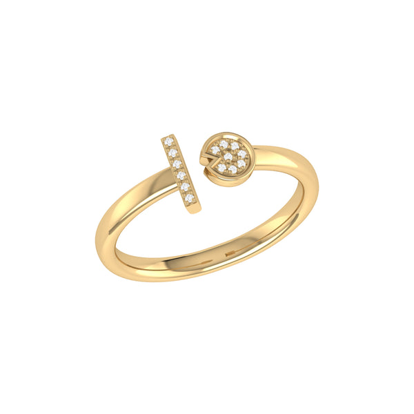 LuvMyJewelry Pac-Man Lane Diamond Open Ring in 14K Yellow Gold Vermeil on Sterling Silver