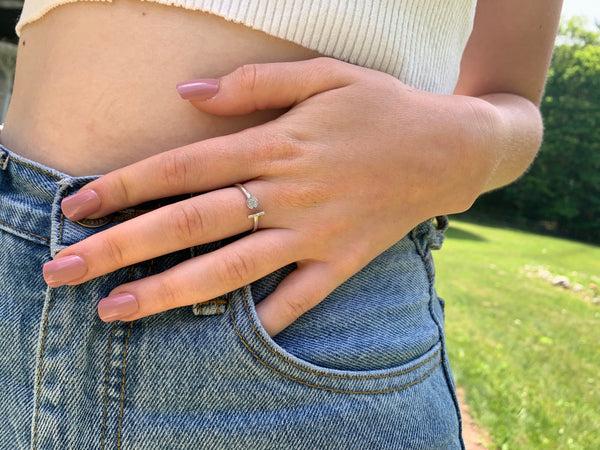 LuvMyJewelry Pac-Man Lane Diamond Open Ring In Sterling Silver