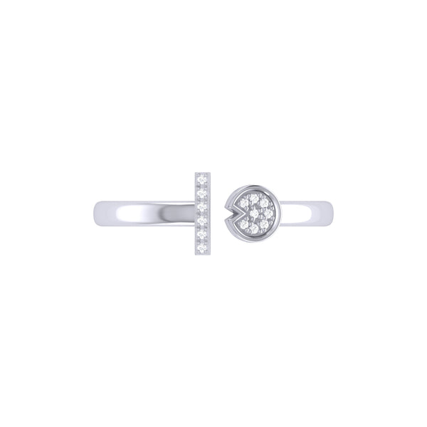 LuvMyJewelry Pac-Man Lane Diamond Open Ring In Sterling Silver