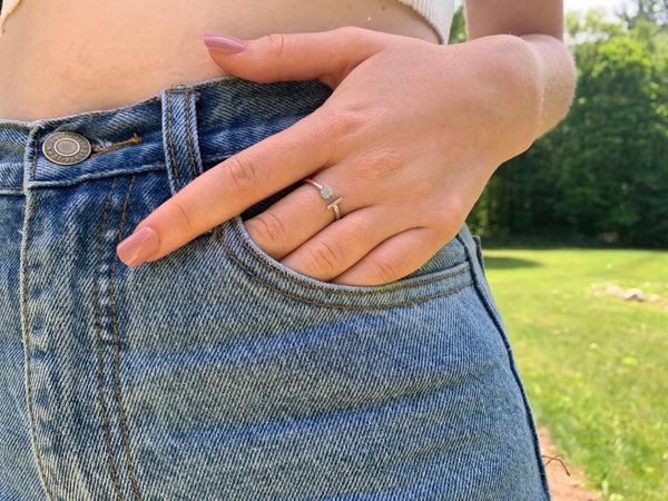 LuvMyJewelry Pac-Man Lane Diamond Open Ring In Sterling Silver