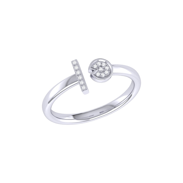LuvMyJewelry Pac-Man Lane Diamond Open Ring in Sterling Silver