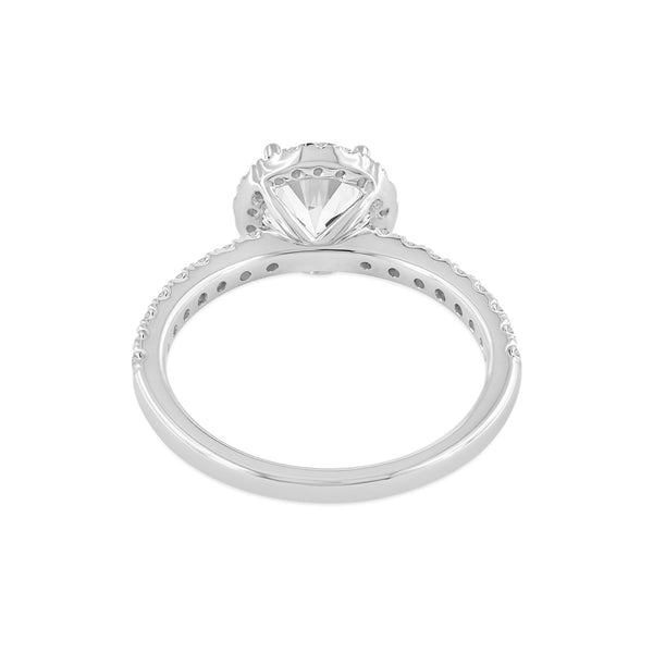 LuvMyJewelry Paloma 14K White Gold Round Cut Lab Grown Diamond Halo Engagement Ring - 1.5 Ctw