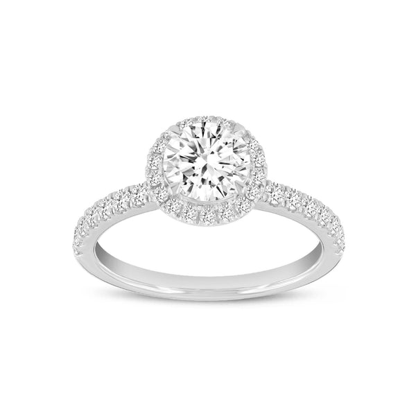 LuvMyJewelry Paloma 14K White Gold Round Cut Lab Grown Diamond Halo Engagement Ring - 1.5 ctw