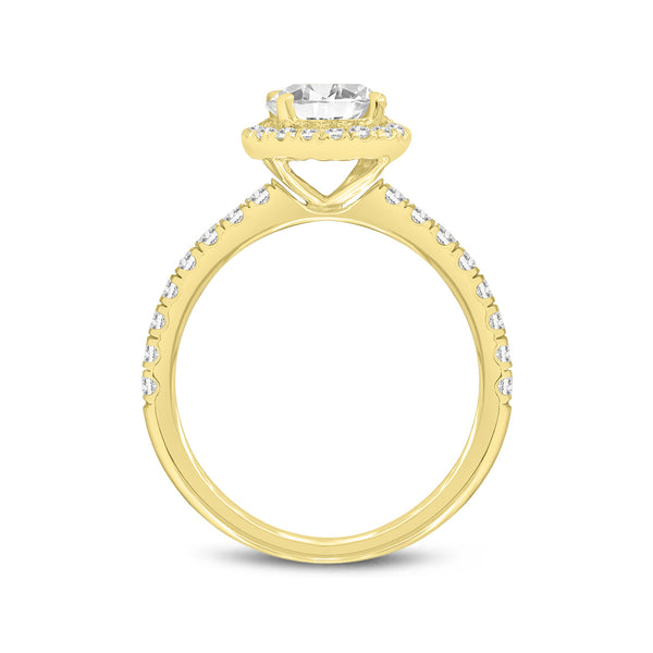 LuvMyJewelry Paloma 14K Yellow Gold Round Cut Lab Grown Diamond Halo Engagement Ring - 1.5 Ctw