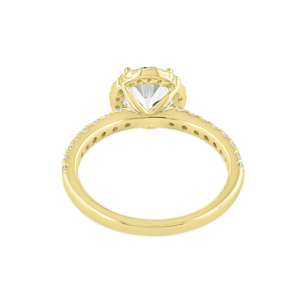 LuvMyJewelry Paloma 14K Yellow Gold Round Cut Lab Grown Diamond Halo Engagement Ring - 1.5 Ctw