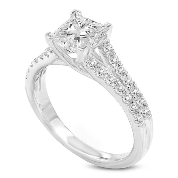 LuvMyJewelry Parineeta 14K White Gold Princess Cut Lab Grown Diamond Engagement Ring - 1.95 Ct