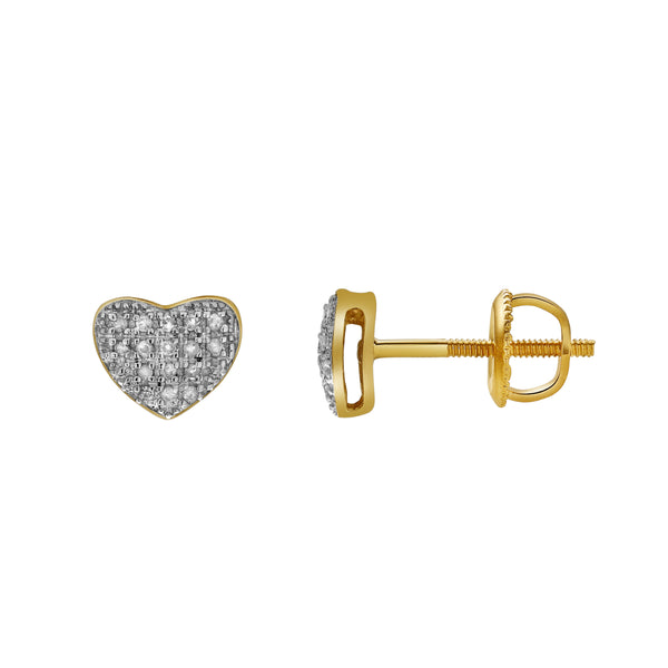 LuvMyJewelry Passion 10K Yellow Gold Cluster Diamond Unisex Earrings - 0.07 Cts