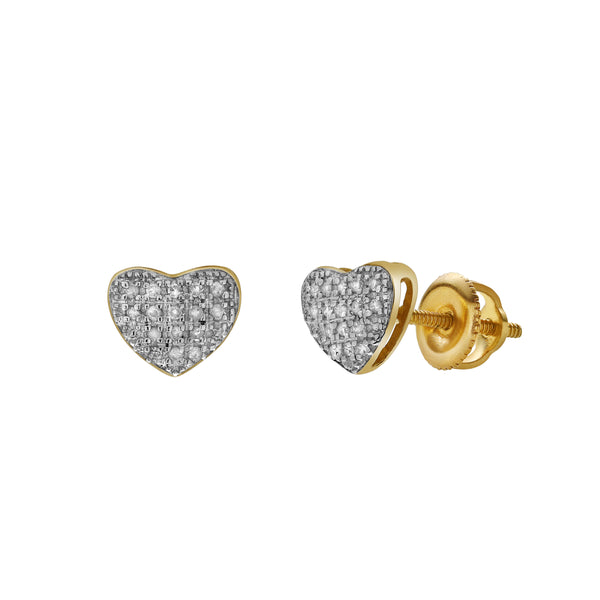LuvMyJewelry Passion 10K Yellow Gold Cluster Diamond Unisex Earrings - 0.07 Cts