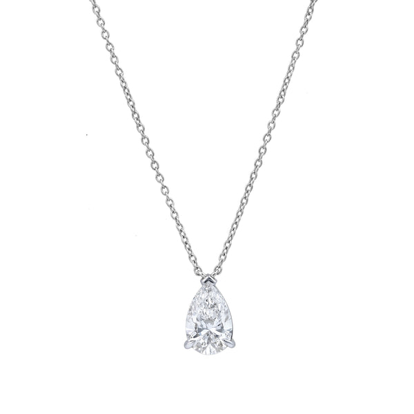 LuvMyJewelry Pear Perfection 14K White Gold Lab Grown Diamond Necklace - 1 ct
