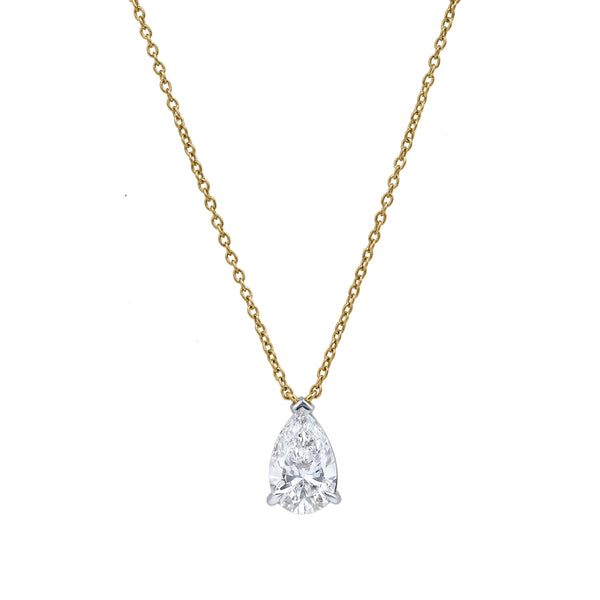 LuvMyJewelry Pear Perfection 14K Yellow Gold Lab Grown Diamond Necklace - 1 ct