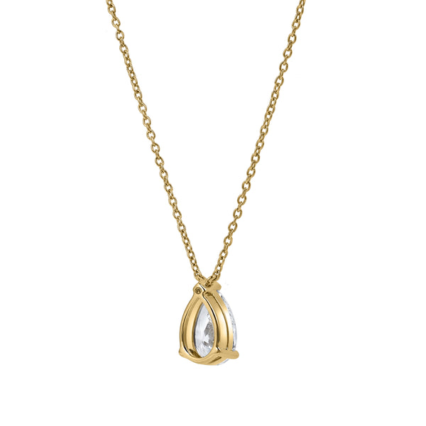 LuvMyJewelry Pear Perfection 14K Yellow Gold Lab Grown Diamond Necklace - 0.75 Ct