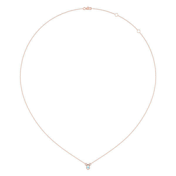 LuvMyJewelry Pear Shaped Aquamarine & Diamond Birthstone Necklace In 14K Rose Gold