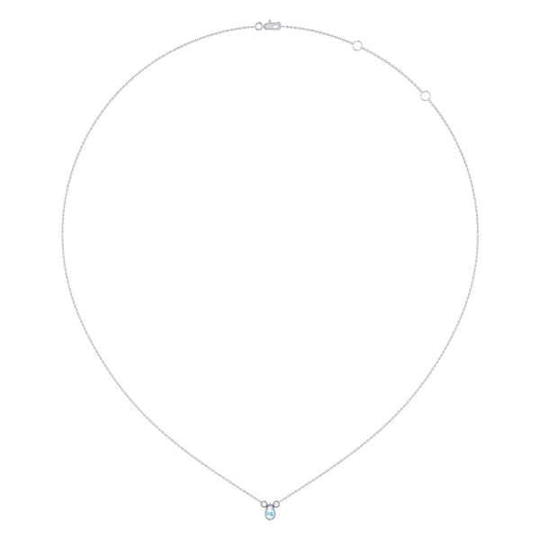 LuvMyJewelry Pear Shaped Aquamarine & Diamond Birthstone Necklace In 14K White Gold