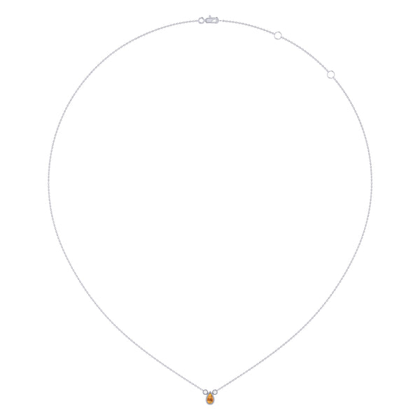 LuvMyJewelry Pear Shaped Citrine & Diamond Birthstone Necklace In 14K White Gold