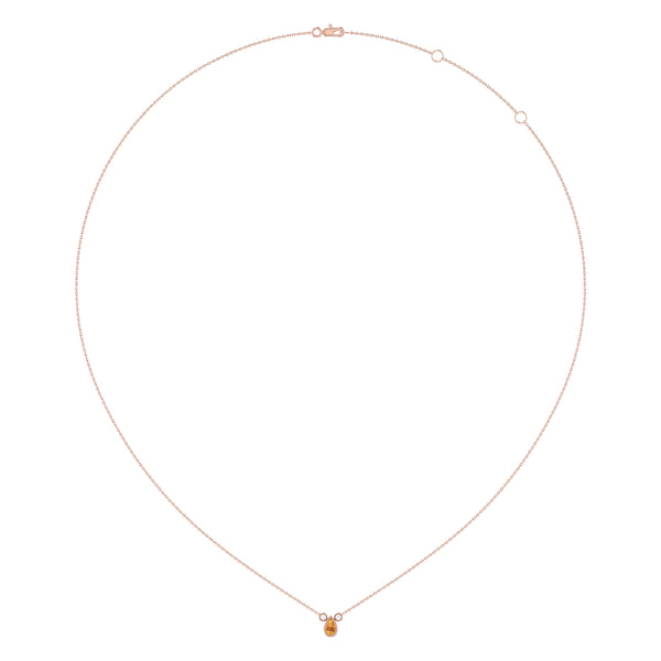 LuvMyJewelry Pear Shaped Citrine & Diamond Birthstone Necklace In 14K Rose Gold