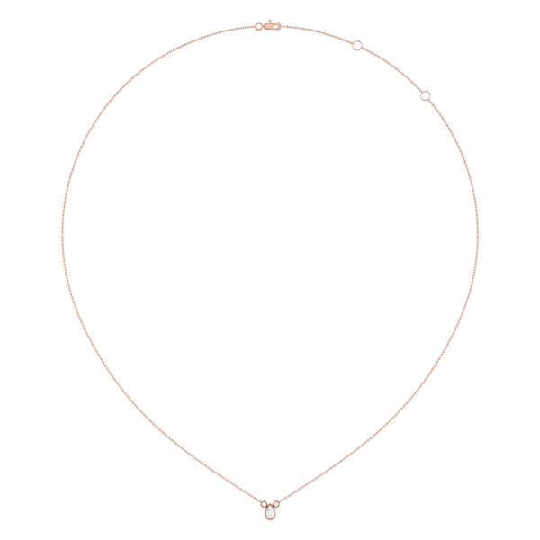 LuvMyJewelry Pear Shaped Diamond Birthstone Necklace In 14K Rose Gold