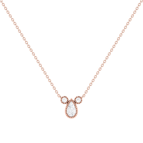 LuvMyJewelry Pear Shaped Diamond Birthstone Necklace In 14K Rose Gold