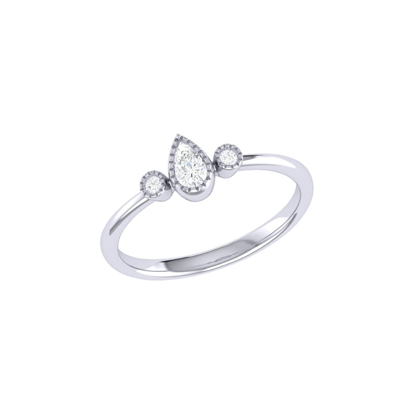LuvMyJewelry Pear Shaped Diamond Birthstone Ring In 14K White Gold