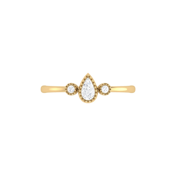 LuvMyJewelry Pear Shaped Diamond Birthstone Ring In 14K Yellow Gold