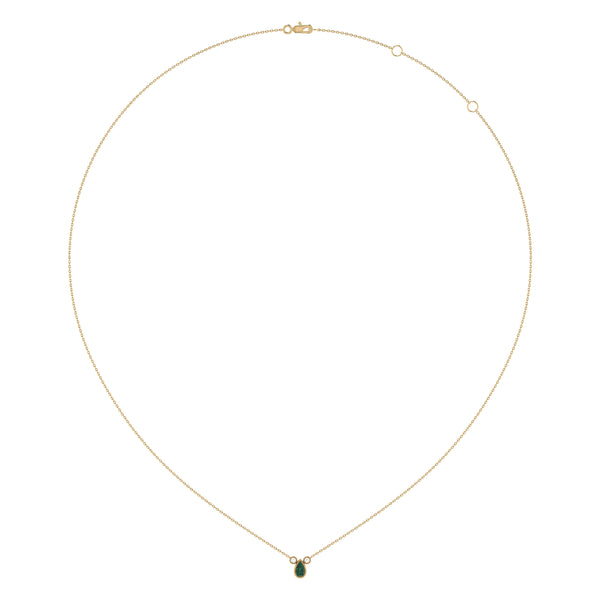 LuvMyJewelry Pear Shaped Emerald & Diamond Birthstone Necklace In 14K Yellow Gold