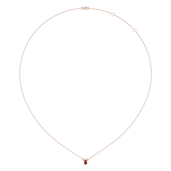 LuvMyJewelry Pear Shaped Garnet & Diamond Birthstone Necklace In 14K Rose Gold