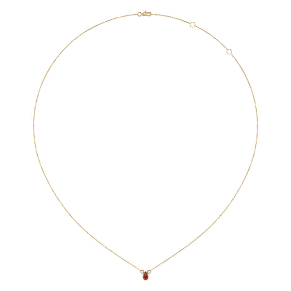 LuvMyJewelry Pear Shaped Garnet & Diamond Birthstone Necklace In 14K Yellow Gold