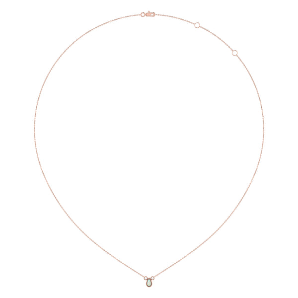 LuvMyJewelry Pear Shaped Opal & Diamond Birthstone Necklace In 14K Rose Gold