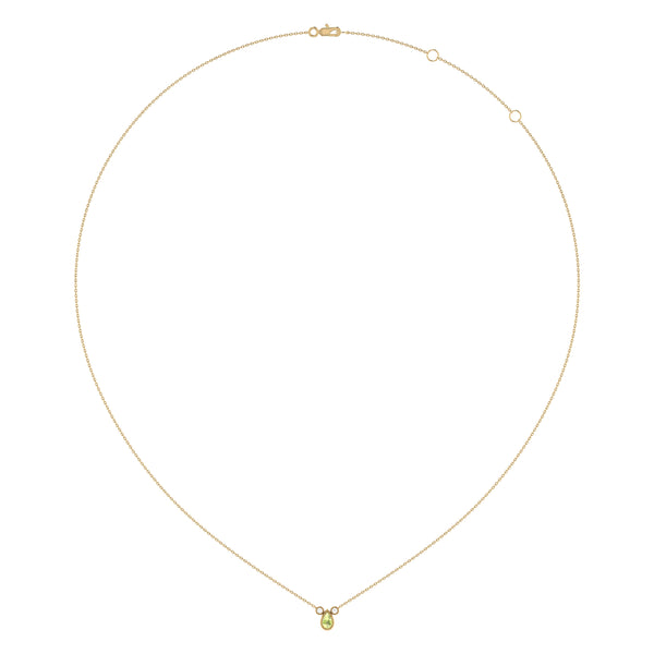 LuvMyJewelry Pear Shaped Peridot & Diamond Birthstone Necklace In 14K Yellow Gold