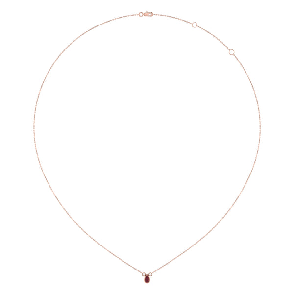 LuvMyJewelry Pear Shaped Ruby & Diamond Birthstone Necklace In 14K Rose Gold