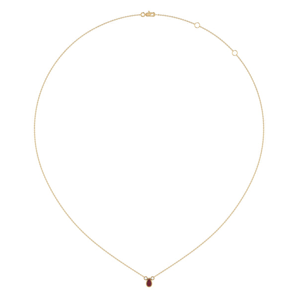 LuvMyJewelry Pear Shaped Ruby & Diamond Birthstone Necklace In 14K Yellow Gold