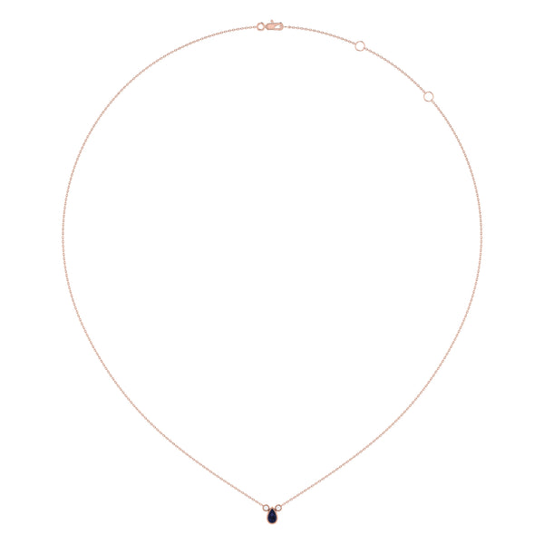 LuvMyJewelry Pear Shaped Sapphire & Diamond Birthstone Necklace In 14K Rose Gold